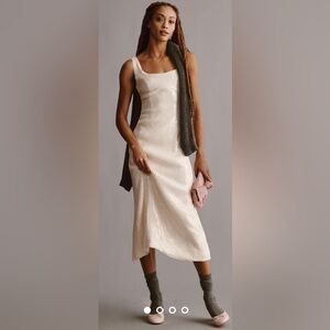 NWT Anthropologie Pilcro Sequin Slim Midi Dress Blush/Ivory